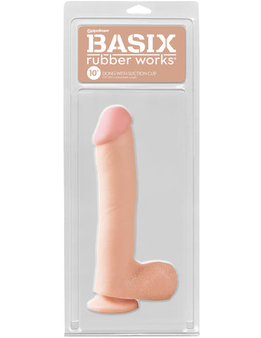 Basix Rubber Works - 10 Inch Dong With Suction Cup - Flesh