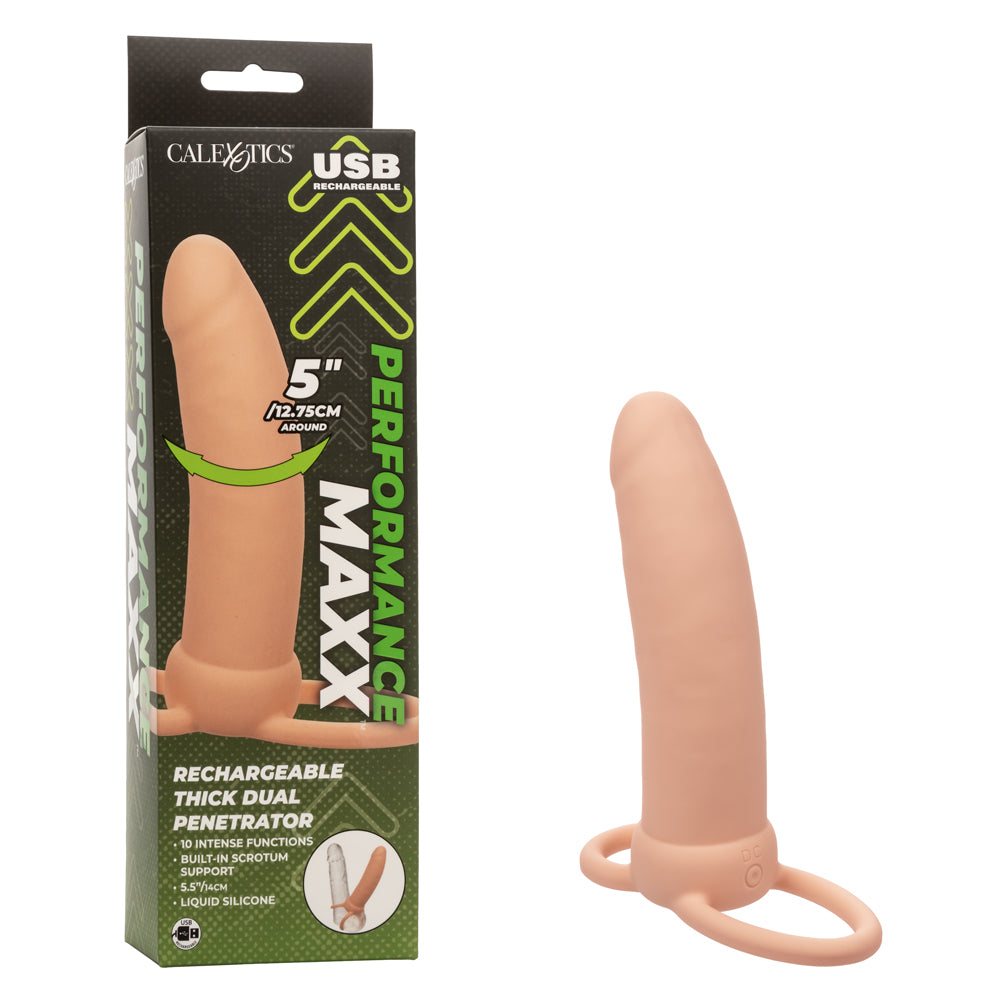 Performance Maxx Rechargeable Thick Dual  Penetrator - Ivory