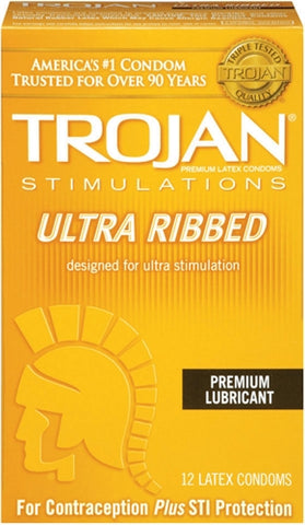 Trojan Stimulations Ulta Ribbed - 12 Pack